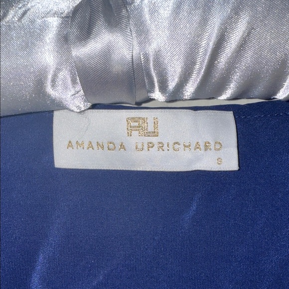 Amanda Uprichard Navy Blouse with Puffy Sleeves - Silk - Small. B8 - Picture 2 of 5